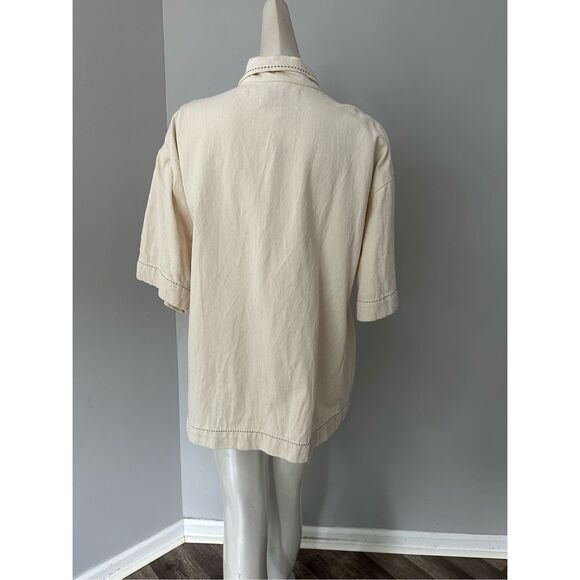 NWT Yony Short Sleeve Button-Up Canvas Workman Shirt Cream Size XL $250 - Picture 5 of 9